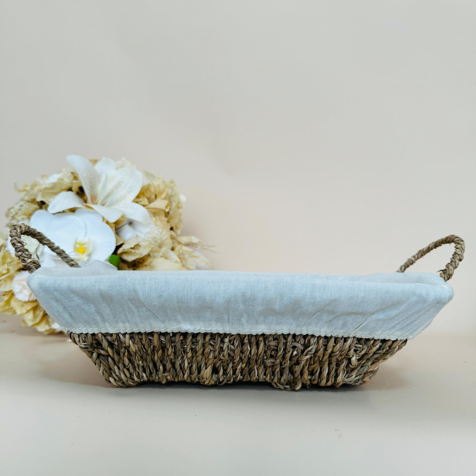 Cesta de Pão Retangular Sisal Forro Tecido Alça - Image 2