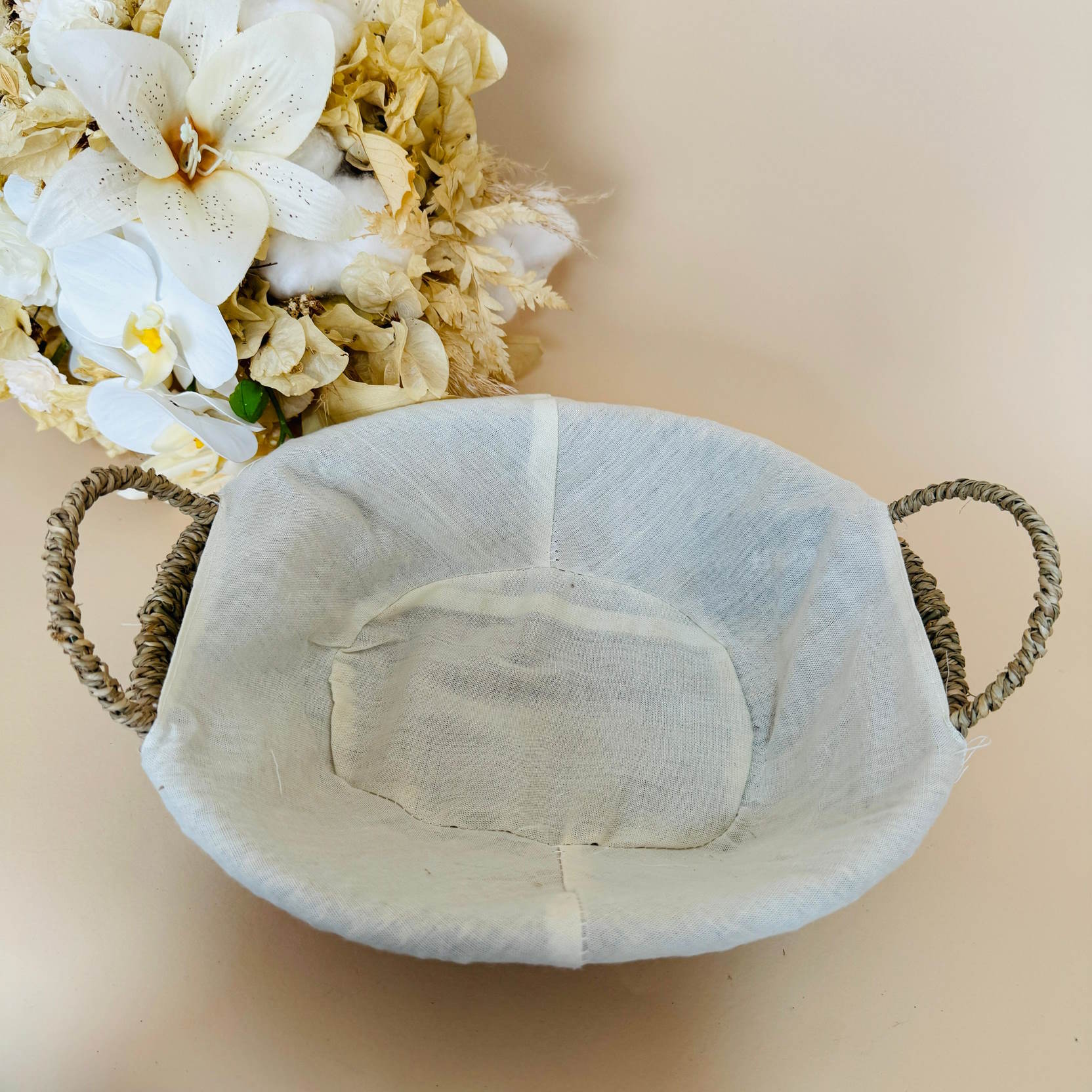 Cesta Oval De Sisal com Forro em Tecido 27cm - Image 2