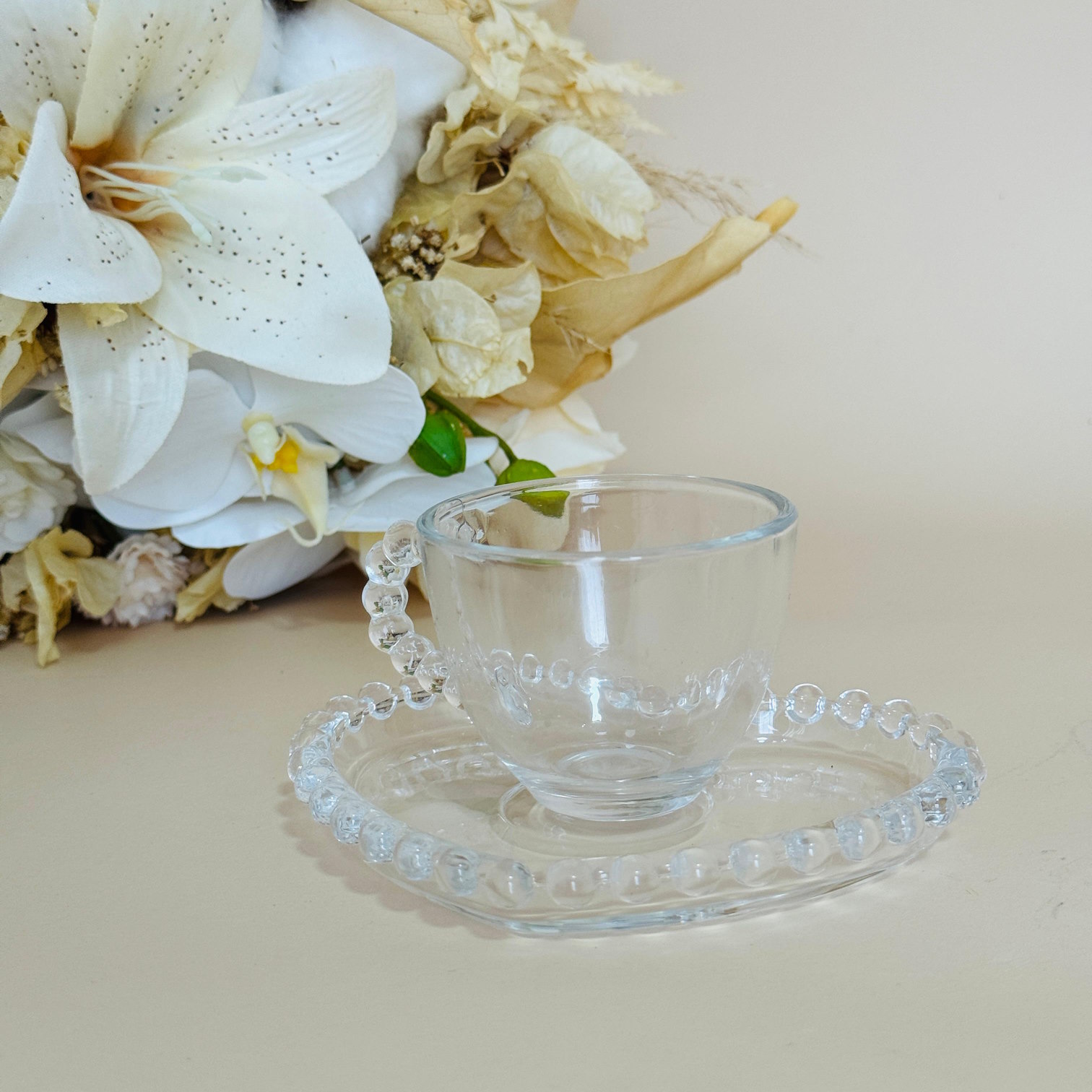 Conjunto 4 Xícaras de Café de Cristal com Pires Coração Pearl 85ml - Image 3