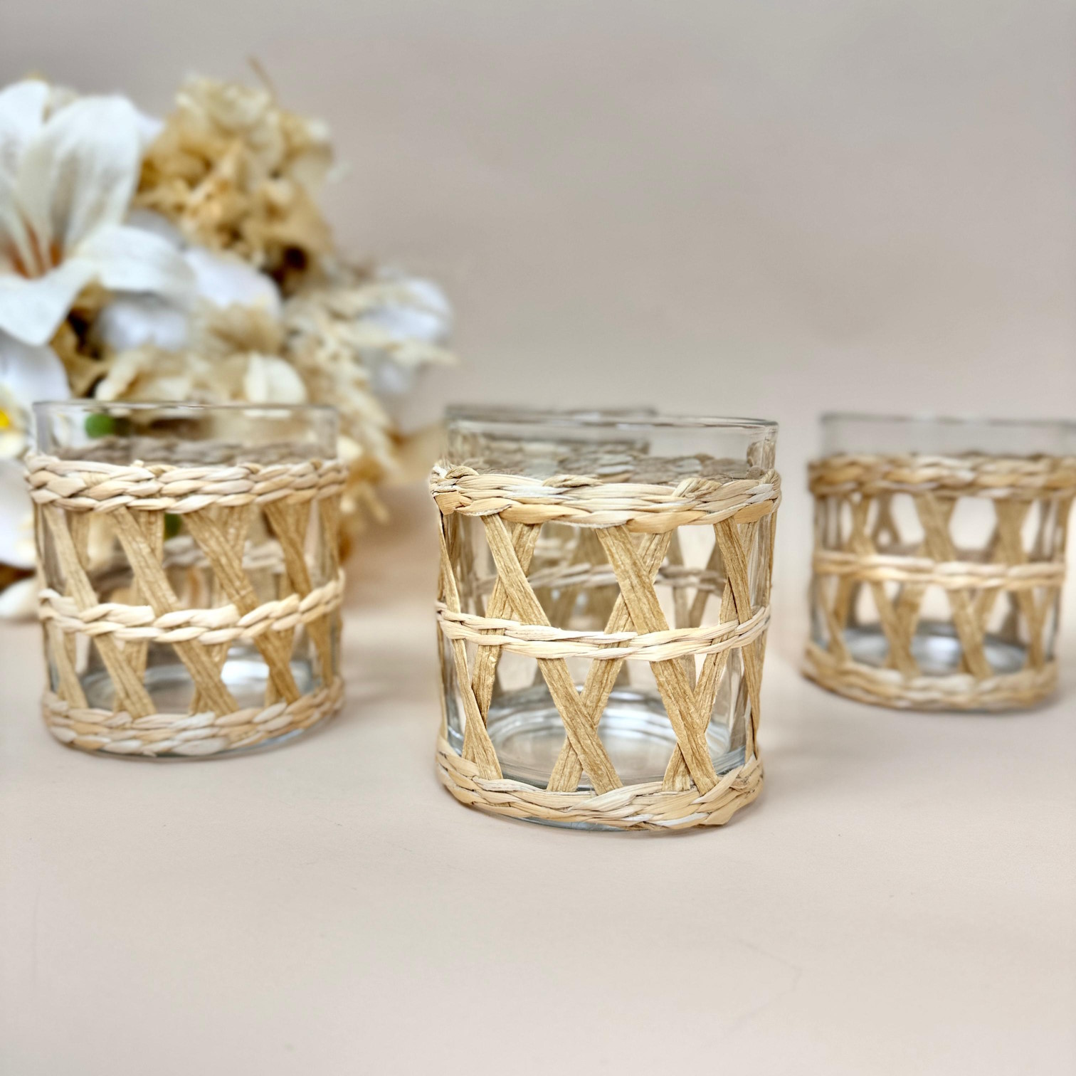 Conjunto de 4 Copos Baixos de Vidro com Sisal 320ml - Image 2