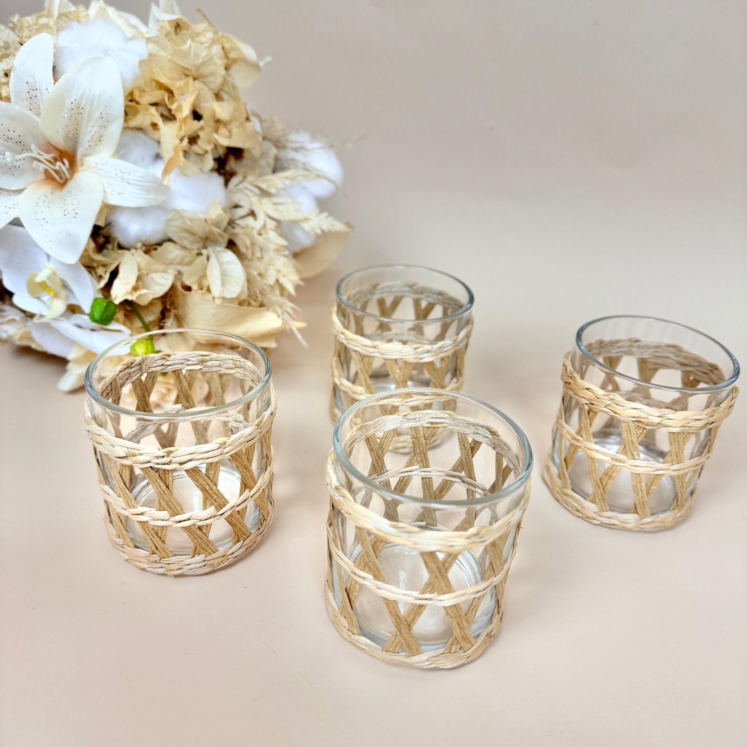 Conjunto de 4 Copos Baixos de Vidro com Sisal 320ml - Image 4