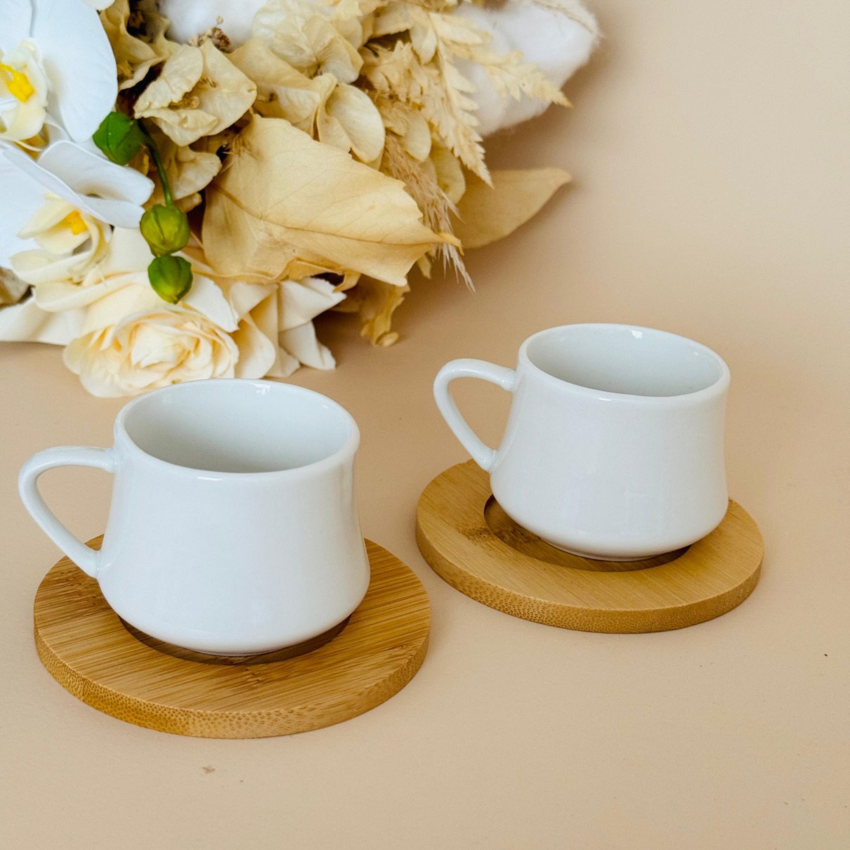 Jogo De Xícaras Sweden 4 Peças 80ml Porcelana e Bambu - Image 4