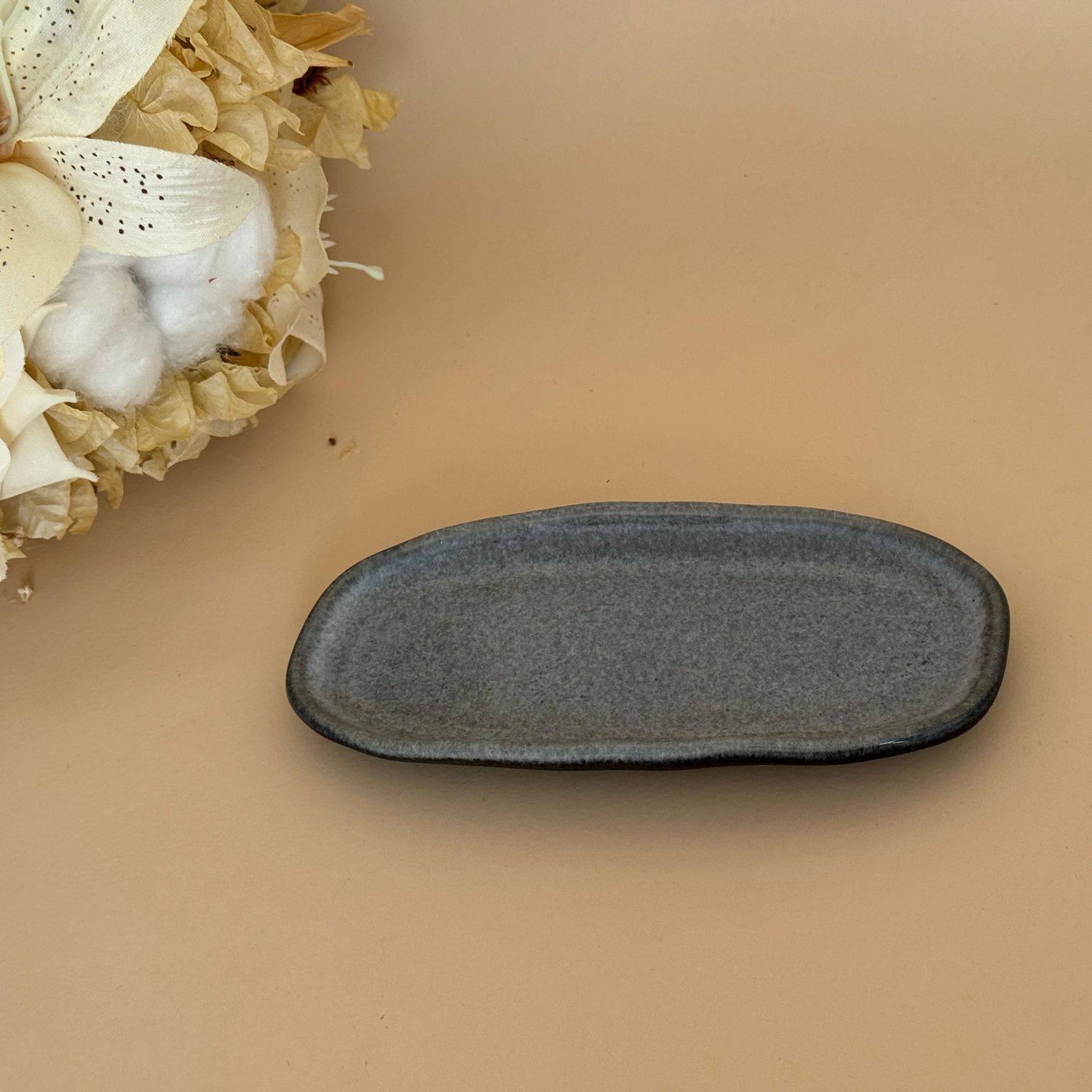 Travessa oval rasa mini Orgânico Stoneware Dust -  Urbana