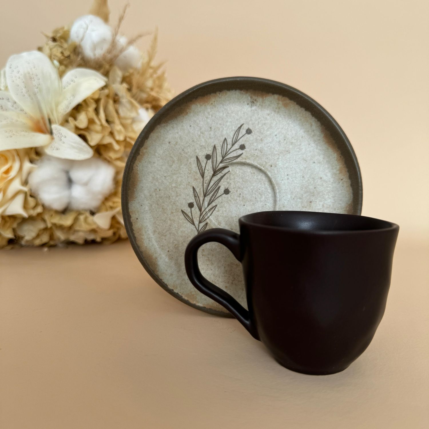 Xícara de café com pires 120ml Nativa Boho Chic