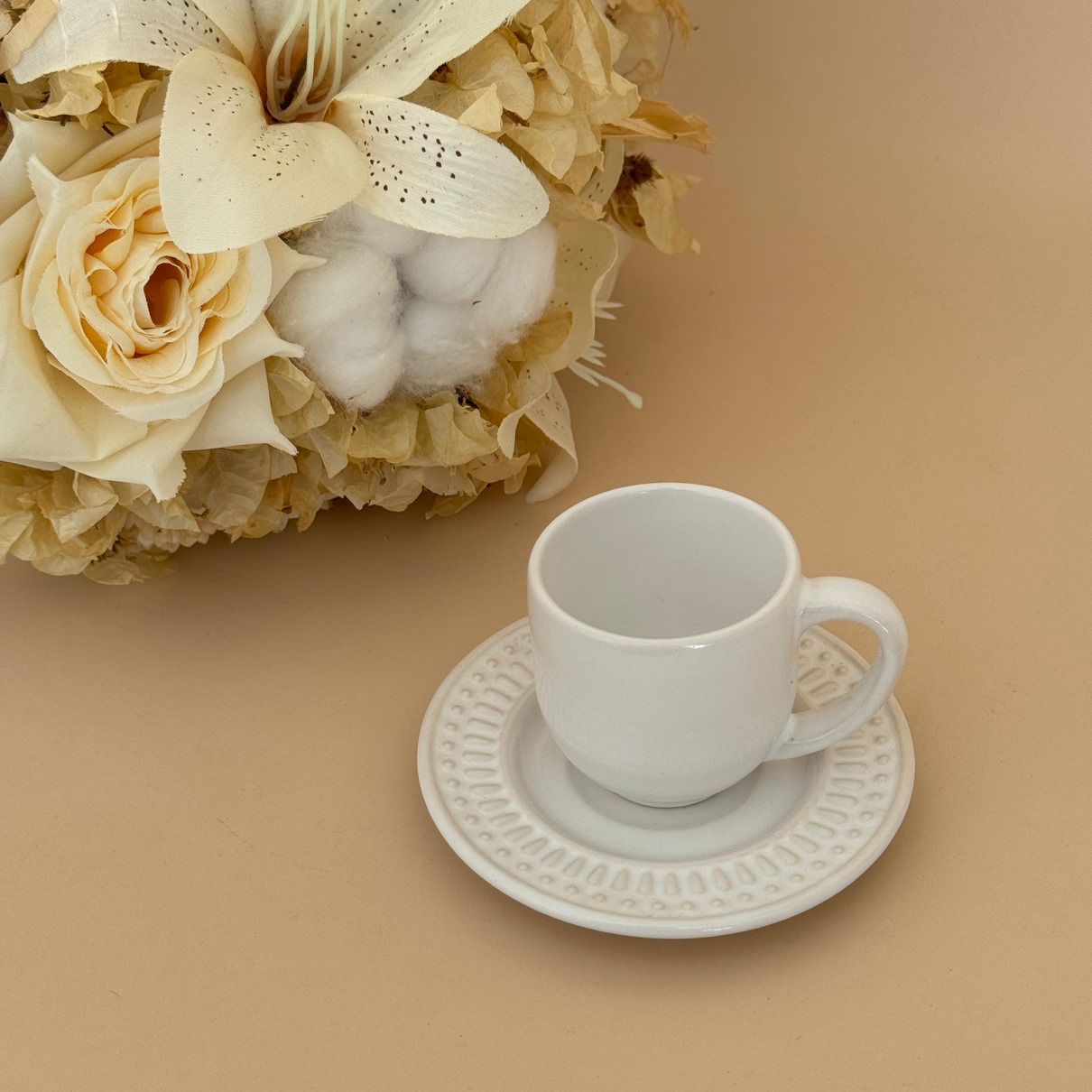 Xícara de café com pires Roma Branco 72 ml Farm House